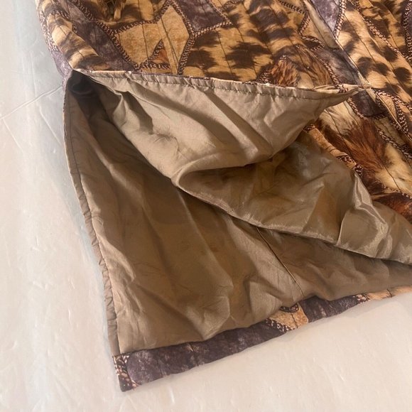 Diane Gilman Browns100% Silk Duster Cardigan Boho Vtg Mandarin Collar - Picture 7 of 9